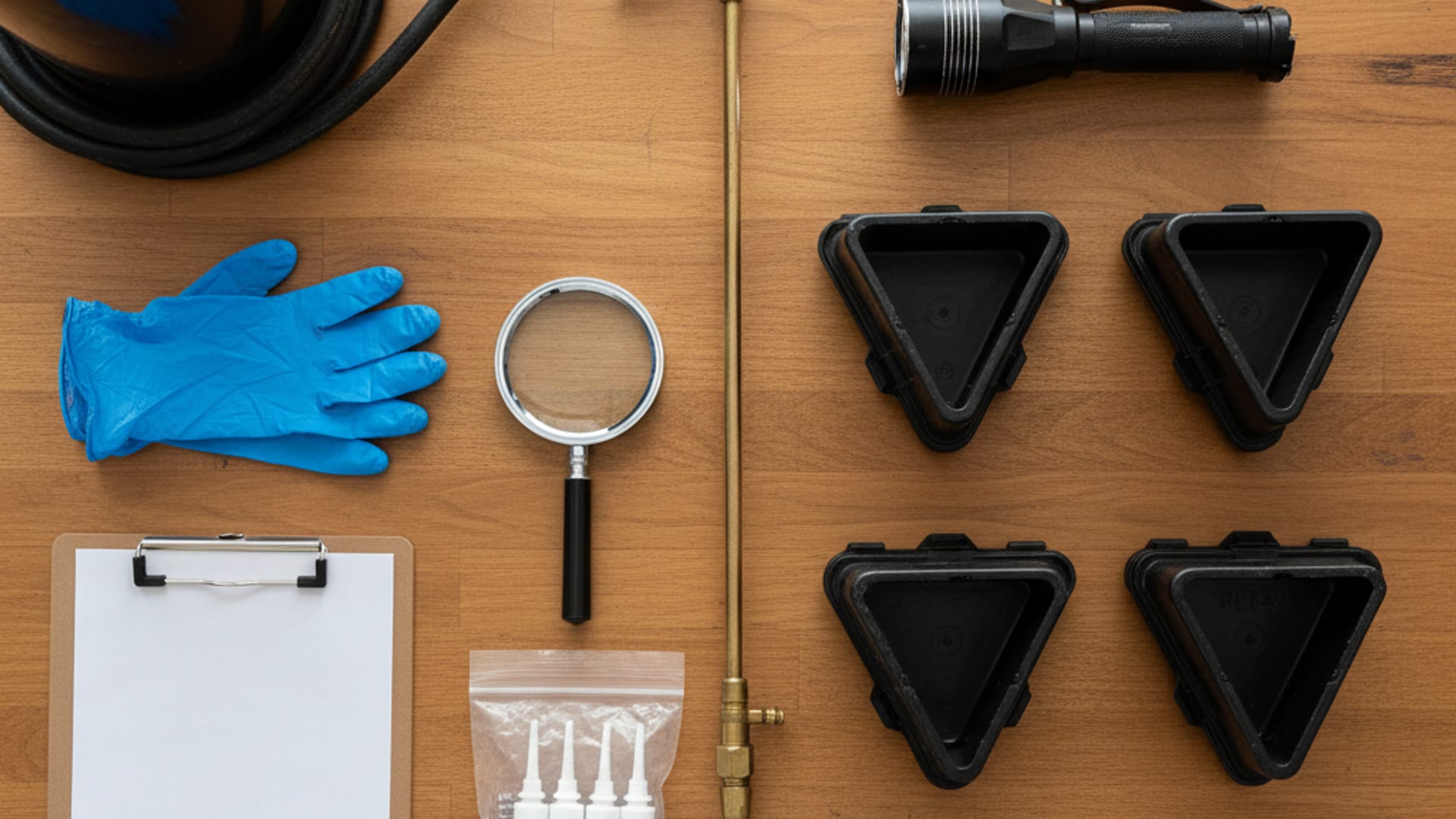 Pest Control in sage-green polo carrying a toolbox toward the front door of a San Diego stucco home in warm afternoon light