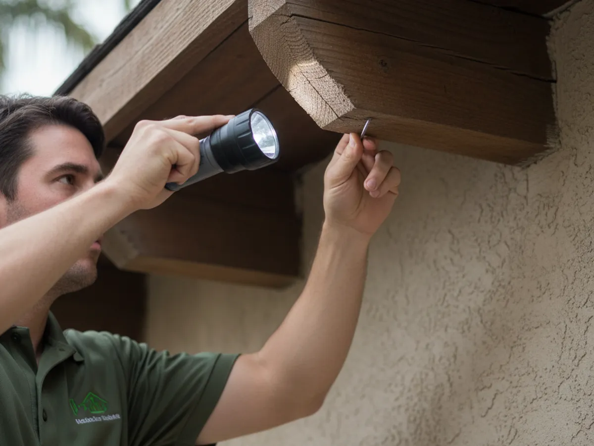 Termite Inspection detail work by a licensed San Diego County pest control technician